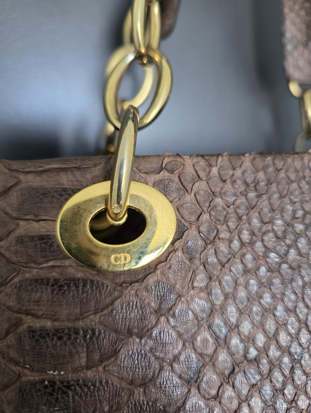 VTG Authentic Christian Dior Paris Exotic Leather Python Handbag Certified 12x15 - Picture 4 of 16